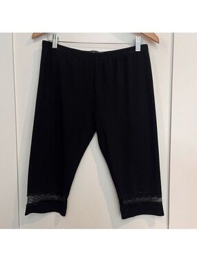 Minkas Yoga Wear Black Capri Leggings Mesh Detail Size L